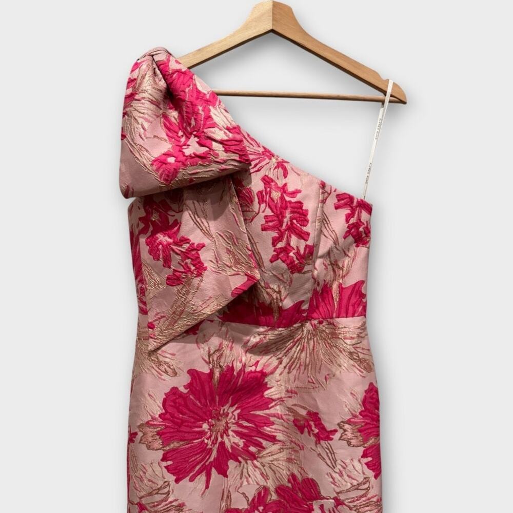 NEW Alfred Sung One-Shoulder Metallic Floral Jacquard Trumpet Gown Size 8 - Picture 6 of 12